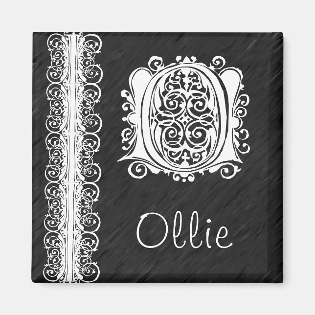 Aimant Ollie O Monogramme Dentelle blanche sur l'aimant n (Devant)