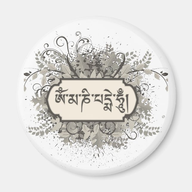 Aimant Om Mani Padme Hum Floral (Devant)