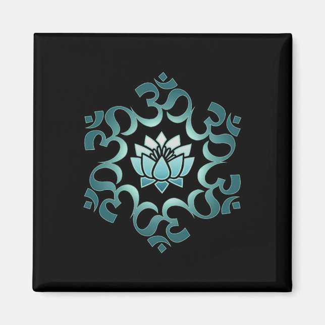 Aimant Om, Mantra, Symbole, Mandala, Fleur de Lotus, Boud (Devant)