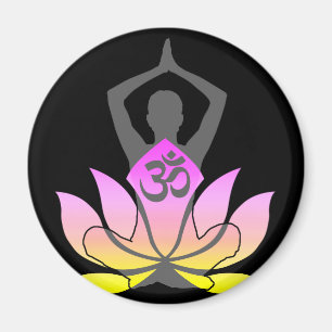 Aimant OM Namaste Spirituelle Lotus Fleur Yoga Pose