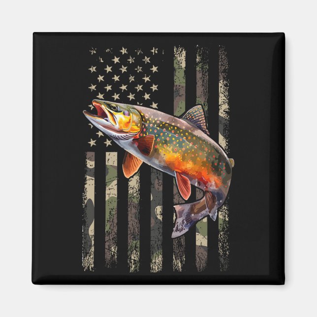 Aimant Omble de fontaine drapeau américain pêche  (Devant)