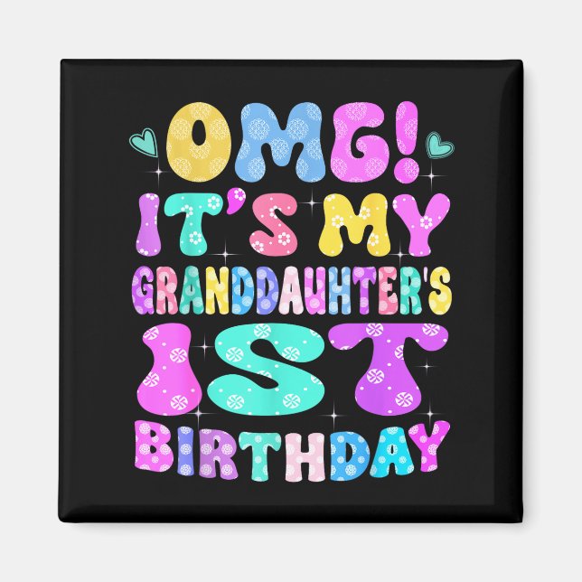 Aimant Omg C'est Le 1er Anniversaire De Ma Petite-fille F (Devant)