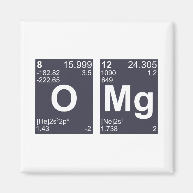 Aimant OMG Oh Mon Dieu Éléments de tableau périodique (Devant)