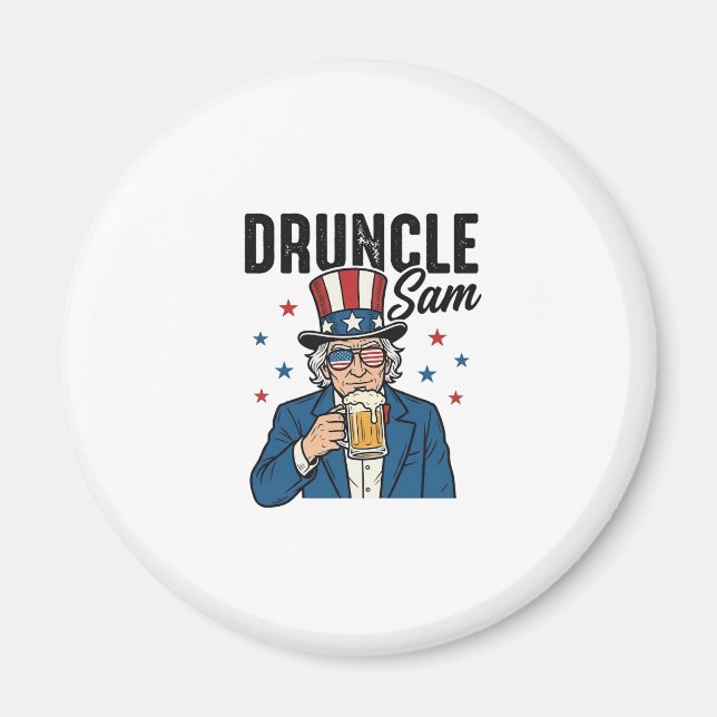Aimant Oncle Sam drôle de conception vectorielle de bière (Devant)