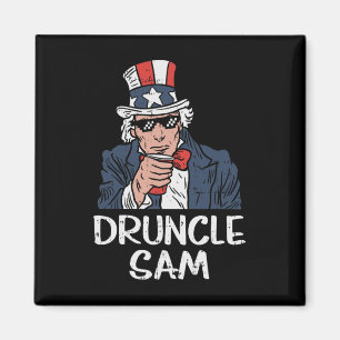 Aimant Oncle Sam Druncle Funny Oncle Sam Bière 4 Juillet