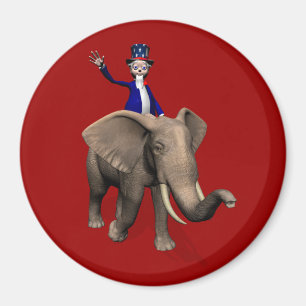 Aimant Oncle Sam Riding On Elephant