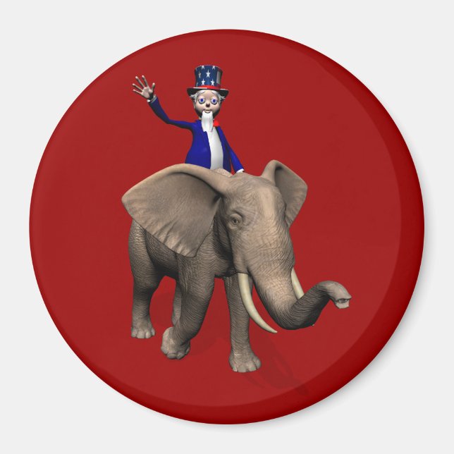 Aimant Oncle Sam Riding On Elephant (Devant)