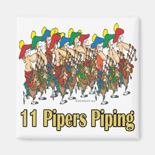 Aimant onze joueurs de pipeau  11e jour de Noël