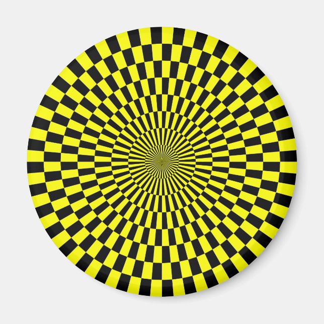 Aimant Op Art - Jaune et Noir (Devant)