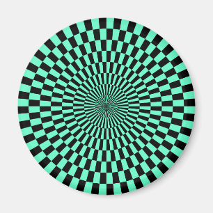 Aimant Op Art - Turquoise et Noir
