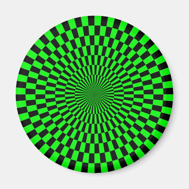 Aimant Op Art - Vert et Noir (Devant)