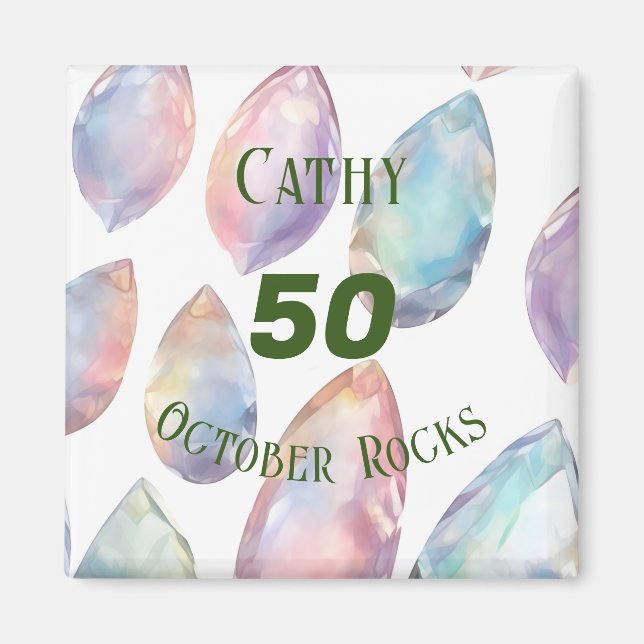 Aimant Opal Thème Octobre Anniversaire Personnalisé (Devant)