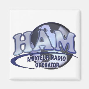 AIMANT OPÉRATEUR RADIO AMATEUR BLEU DE LOGO DE JAMBON