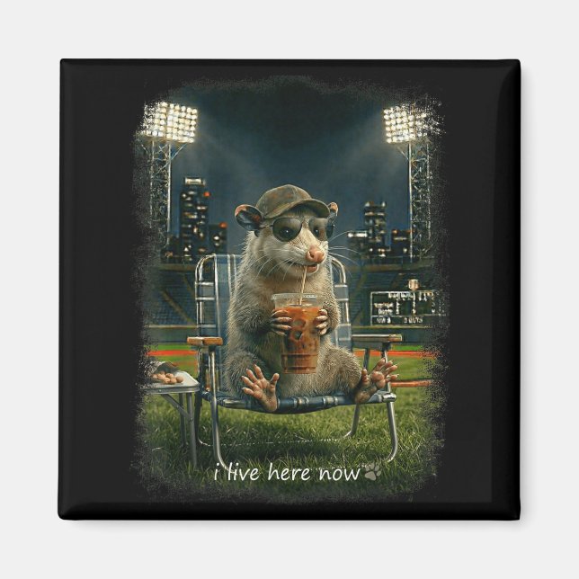 Aimant Opossum drôle terrain de baseball de ballfield vit (Devant)