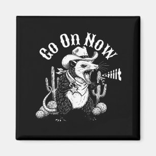 Aimant Opossum western drôle va sur git cowboy possum mèm