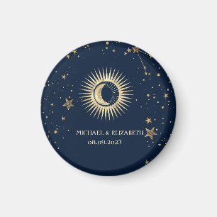 Aimant Or Céleste Soleil Et Lune Étoiles