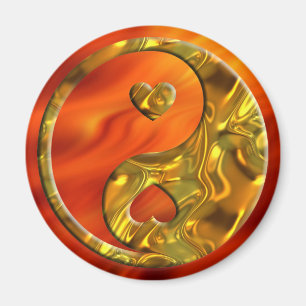 Aimant Or de Yin et de Yang/coeurs