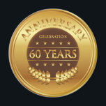 Aimant Or du 60e anniversaire<br><div class="desc">Étiquette or à 60 ans avec une couronne de laurier.</div>