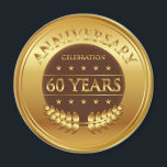 Aimant Or du 60e anniversaire<br><div class="desc">Étiquette or à 60 ans avec une couronne de laurier.</div>