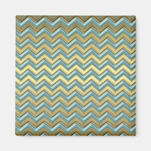 Aimant Or et Turquoise Motif Chevron