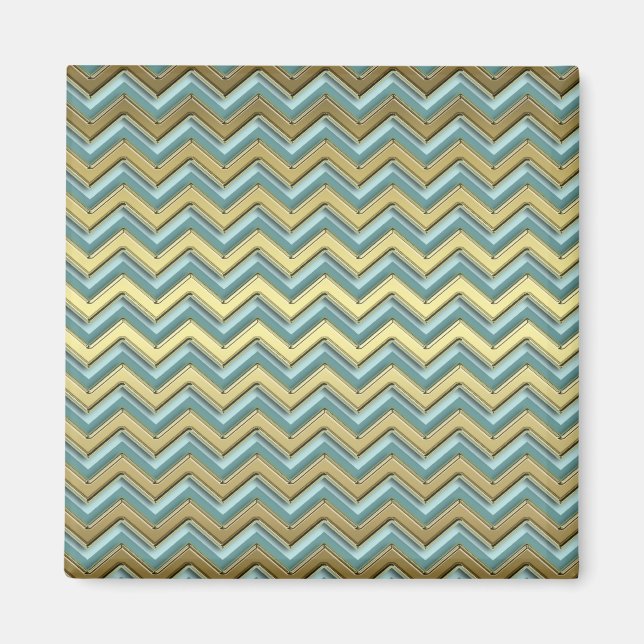 Aimant Or et Turquoise Motif Chevron (Devant)