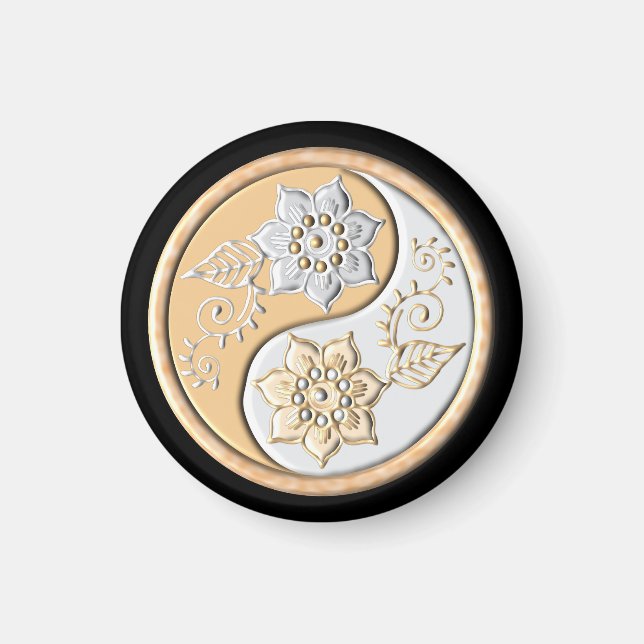 Aimant Or et Yin Yang argenté (Devant)