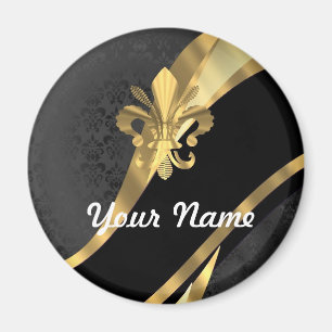 Aimant Or fleur de lys sur le noir