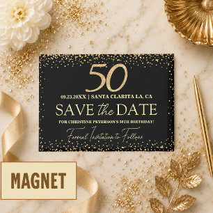 Aimant Or Glitter Noir 50e Anniversaire Enregistrer la Da