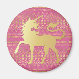 Aimant Or & Rose Motif Bohème & Licorne
