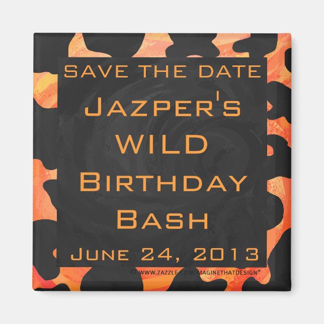 Aimant Orange and Black Zebra Monogram (Devant)