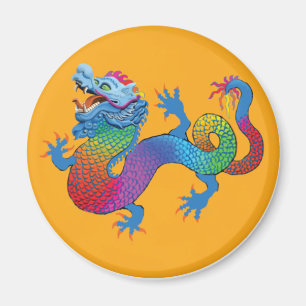 Aimant orange avec le dragon coloré