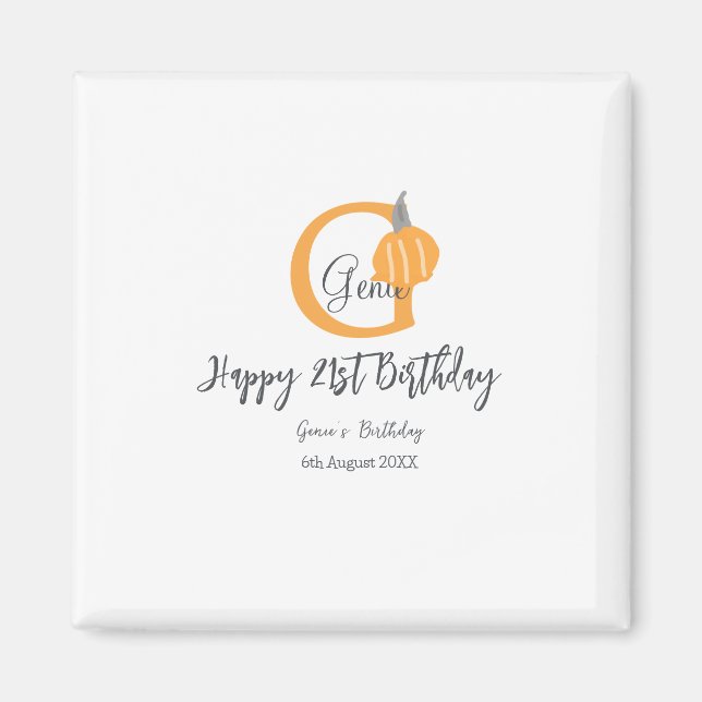 Aimant Orange citrouille automne anniversaire 21e chute d (Devant)