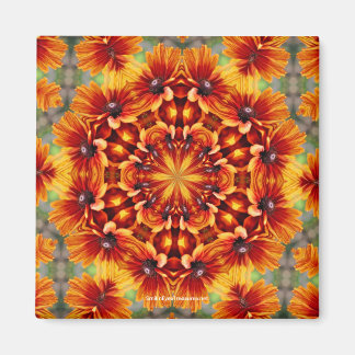 Aimant Orange Daisy Kaleidoscope