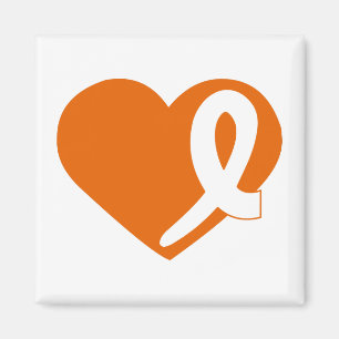 Aimant orange de carré de ruban de coeur de Cance