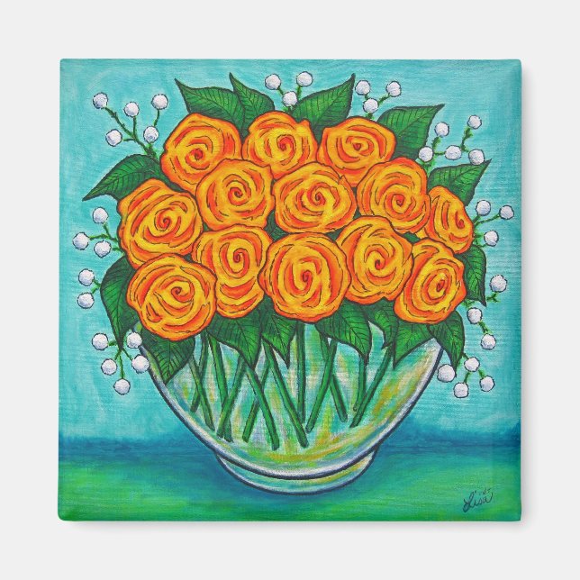 Aimant orange de roses de passion (Devant)