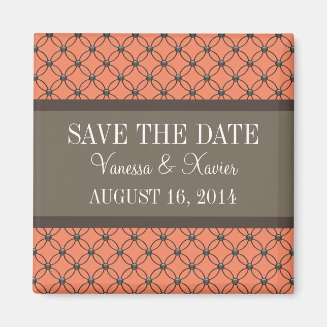 Aimant Orange Fancy Lattice Enregistrer l'aimant de date (Devant)