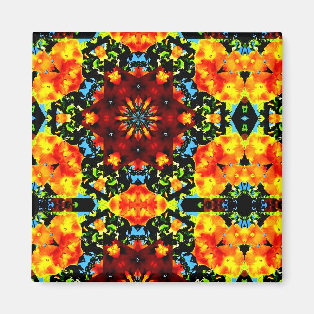 Aimant Orange Floral (Devant)