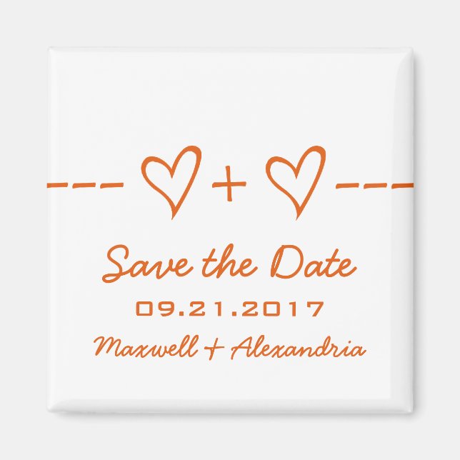 Aimant Orange Heart Equation Enregistrer l'aimant Date (Devant)