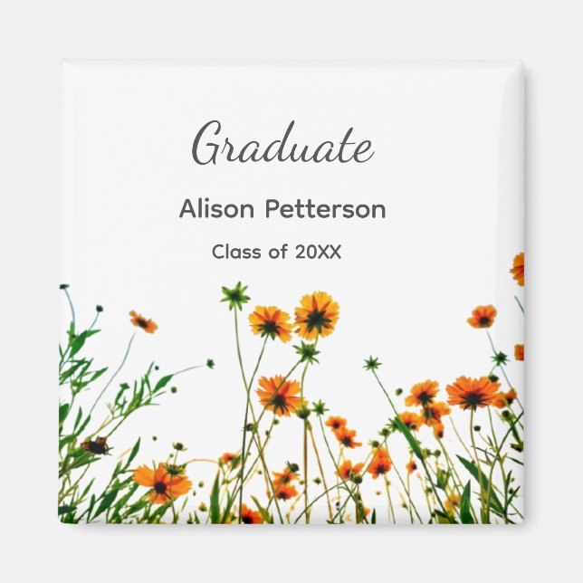 Aimant Orange jaune fleur sauvage moderne graduatie rusti (Devant)