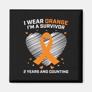 Aimant Orange Leukemia Survivante Cadeaux 2 ans Cancer Gr