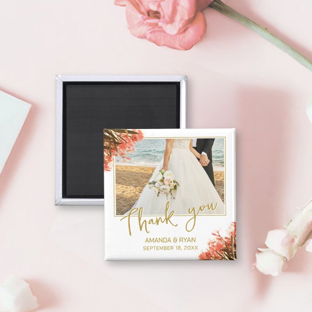 Aimant Orange Oleander Fleurs Merci photo Mariage (Créateur téléchargé)