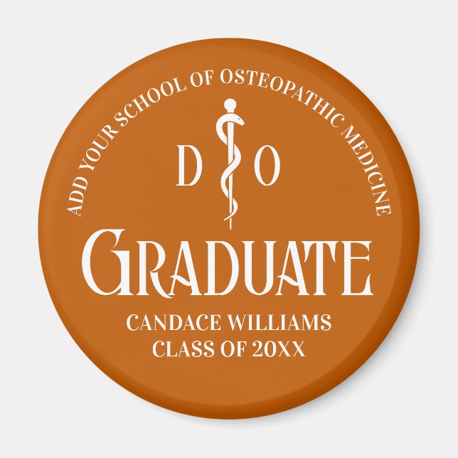 Aimant Orange Ostéopathic Médicale School Graduation Part (Devant)