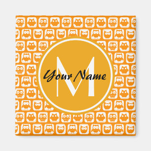 Aimant Orange Owls Custom Monogramme