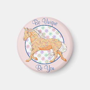 Aimant Orange Palomino Horse (rose/bleu)