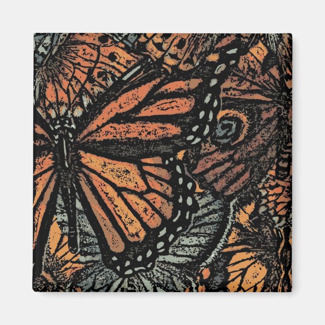 Aimant Orange papillon d'imaginaire abstrait (Devant)