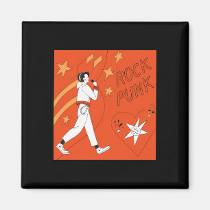 Aimant Orange Punk Rock Art numérique expressif Illustrat