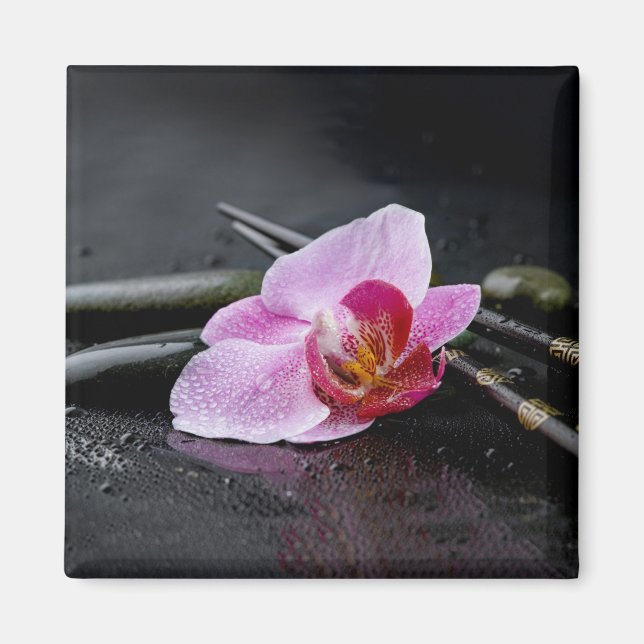 Aimant Orchidée zen noire (Devant)