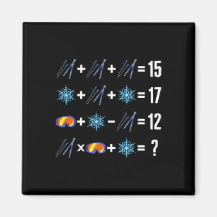 Aimant Ordre Mathématique De L'Opération Ski Neige Flakes