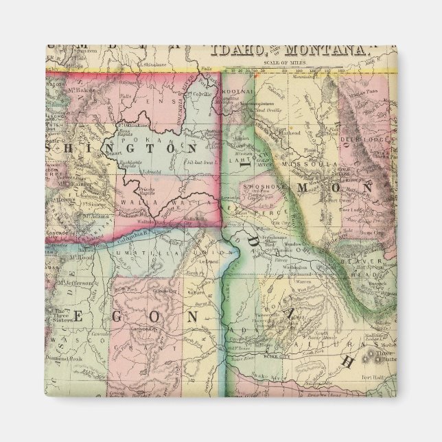 Aimant Ore, Lavage, Idaho, Carte du Mont par Mitchell (Devant)