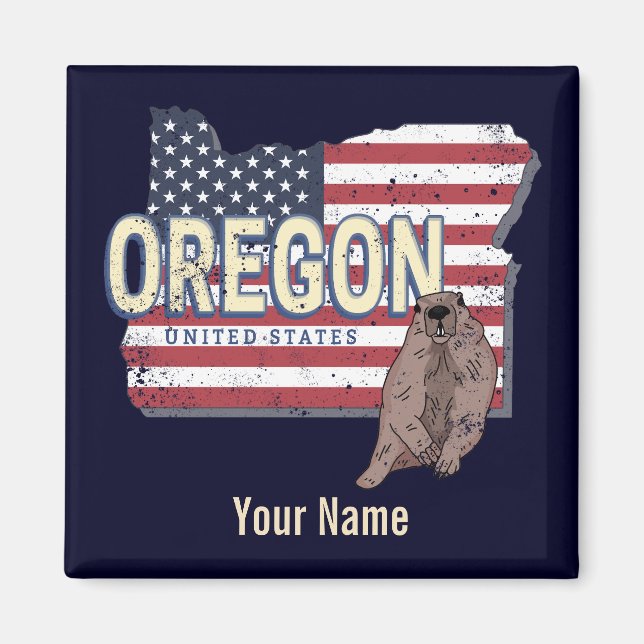 Aimant Oregon State États-Unis Retro Map USA Souvenir (Devant)